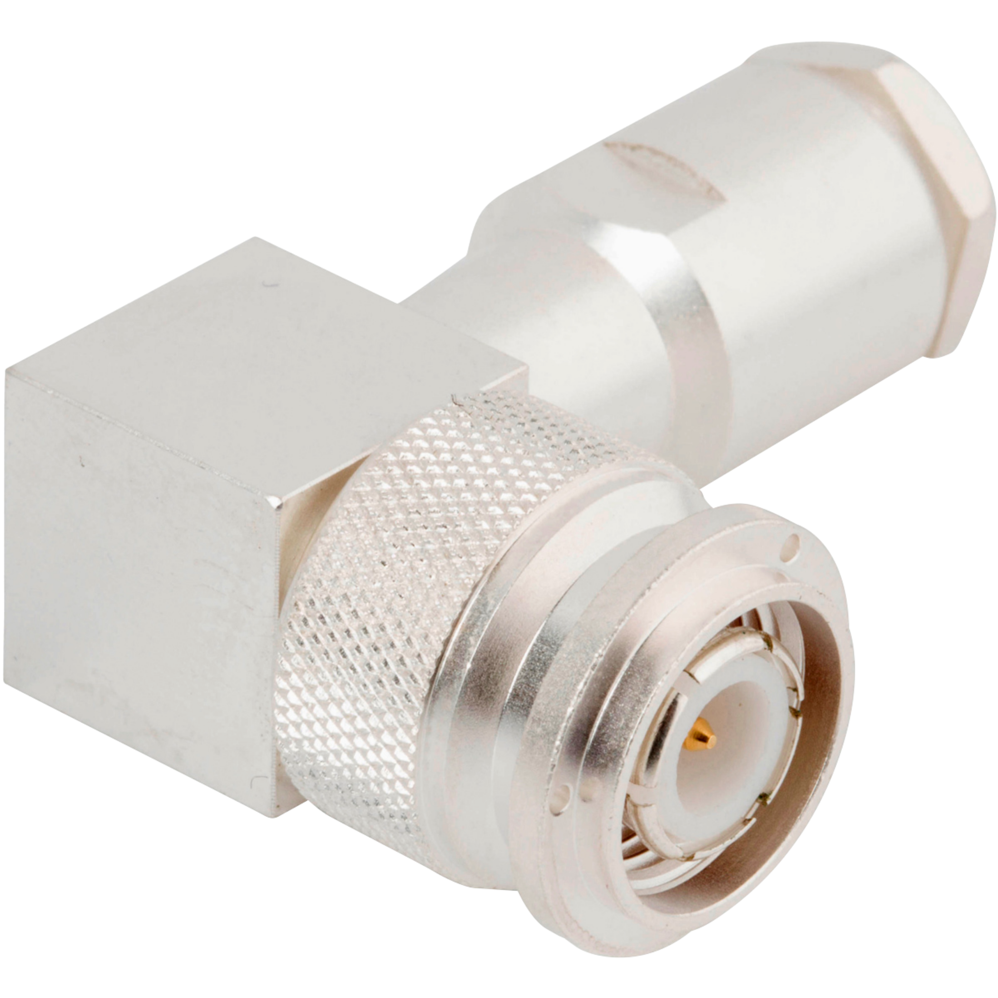 TNC Male Cable Connector, Lockwire Holes, R/A for RG-58 Cable, M39012/30B0015