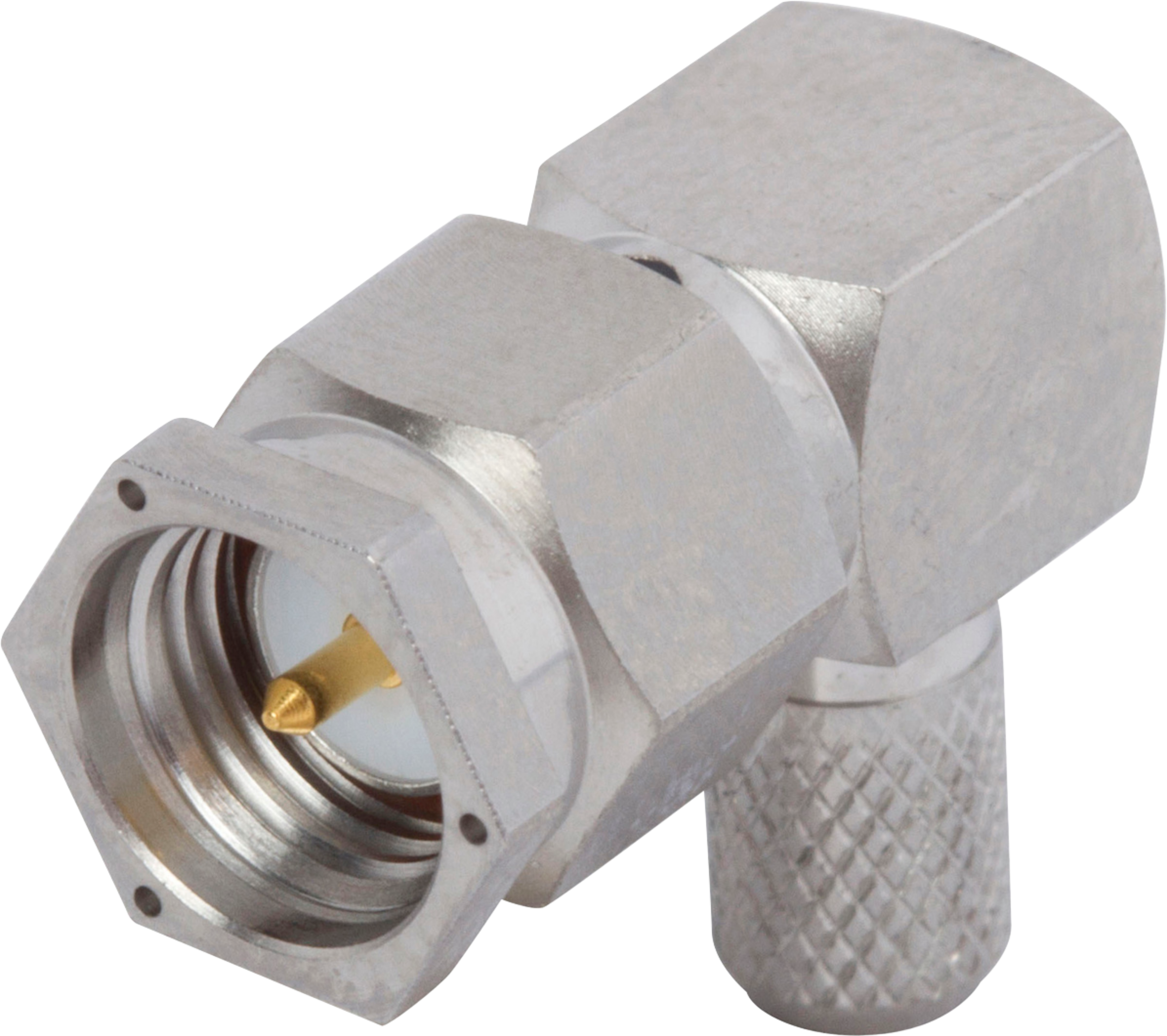 SMA Male Connector, Lockwire Holes, R/A for RG-58 Cable, M39012/56-3028