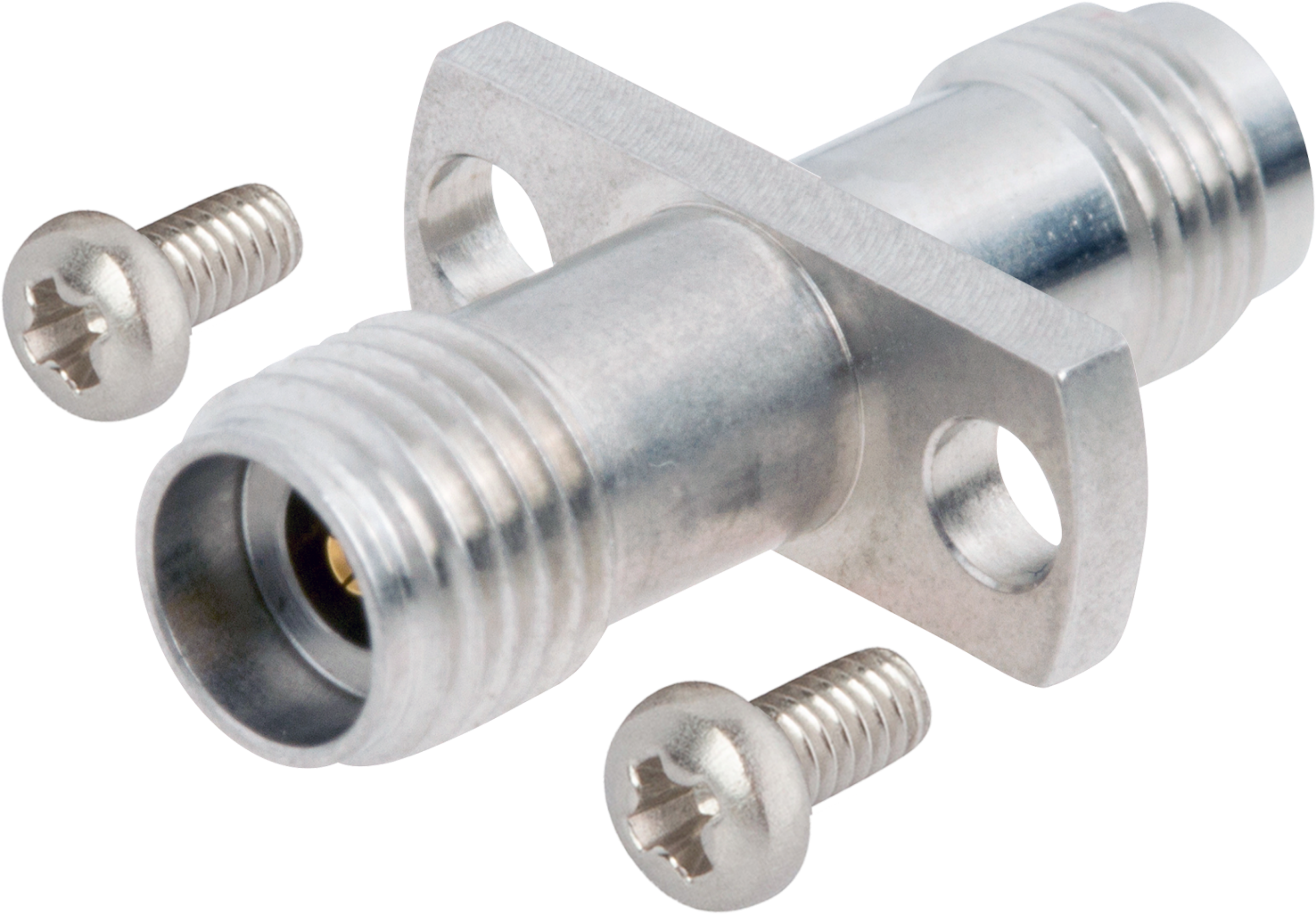 2.92mm Female to Female Flange Mount Adapter, 2 Hole, with Screws, 1115-6128