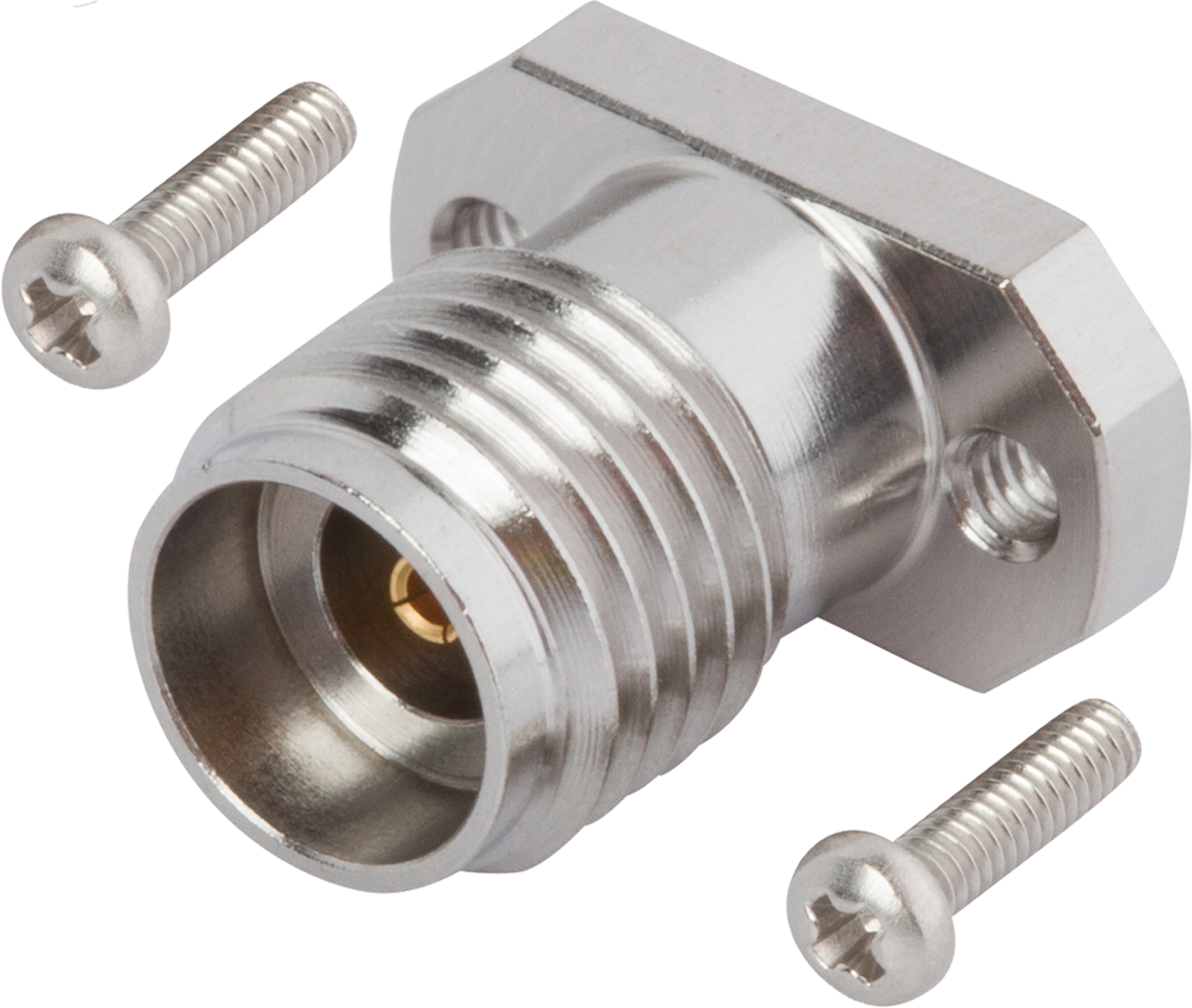 2.92mm Female Solderless PCB Compression Mount Connector, 2 Hole, with 6.35mm Screws (CPW / Microstrip), SF1521-60070-2S