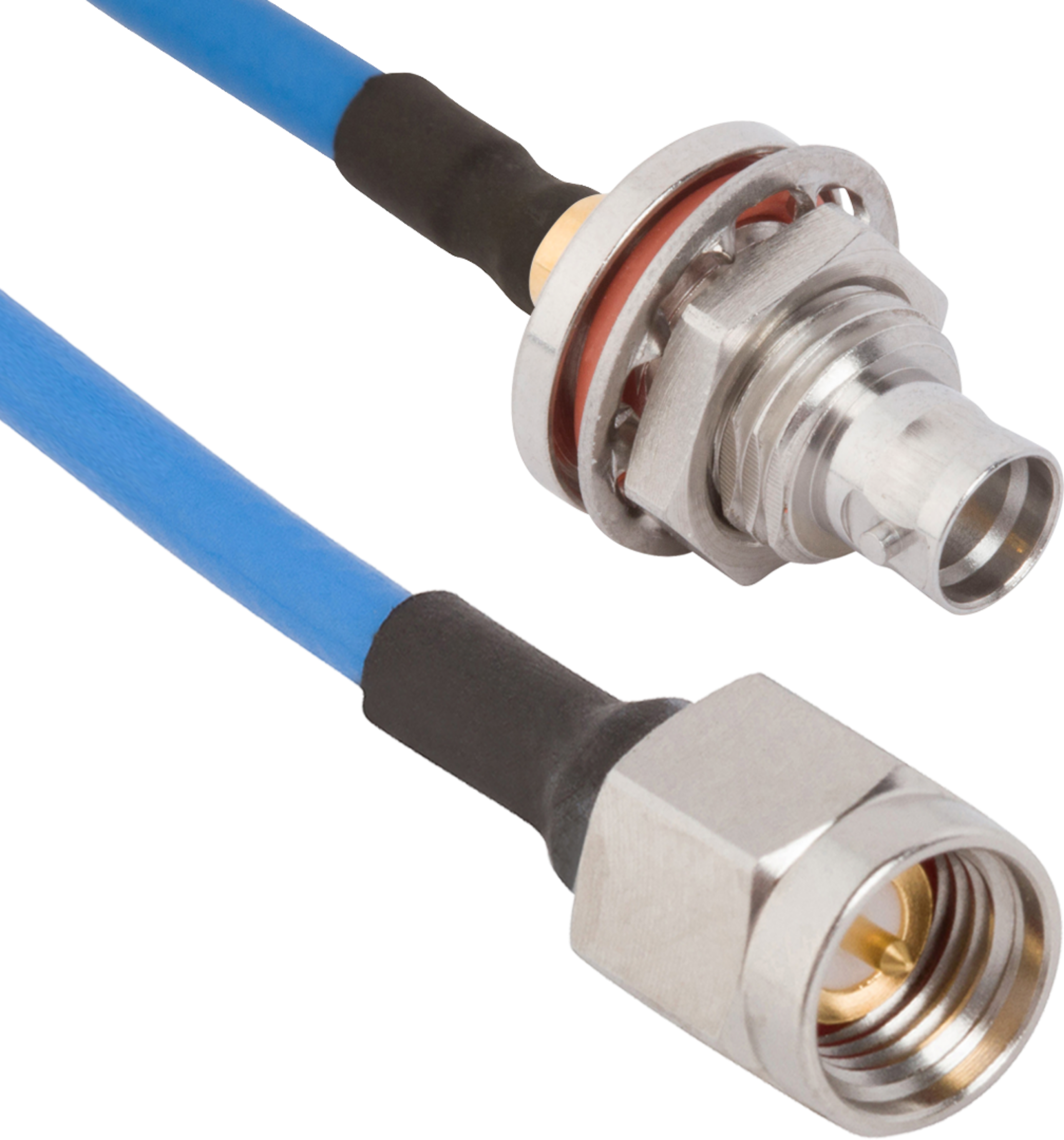 SMP Male QB Bulkhead  to SMA Male 12" Cable Asssembly for .085 Cable, 7012-1087