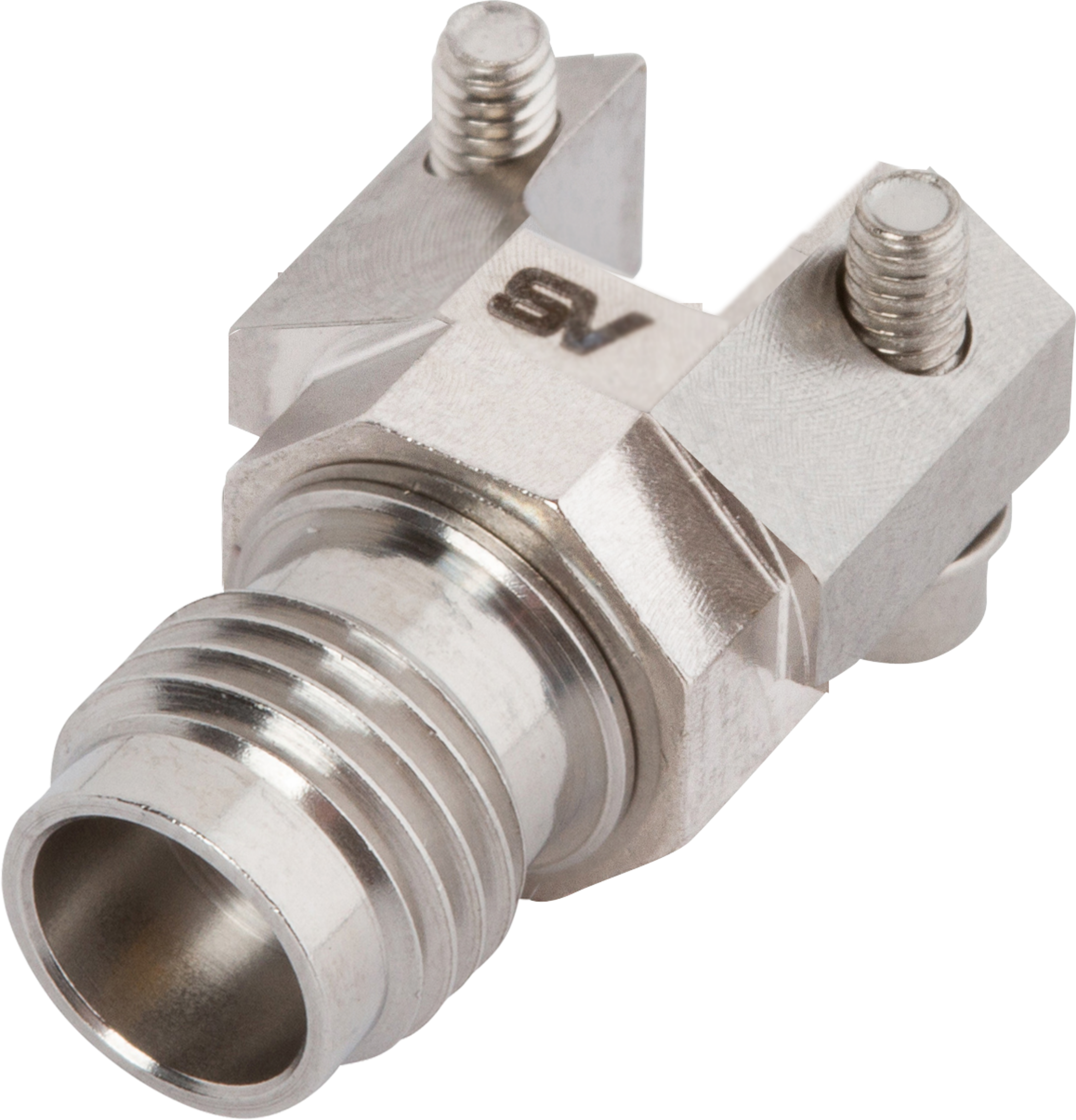 1.85mm Female Solderless PCB Reduced Flange Edge Launch Connector, 2 Hole, SF3321-60040