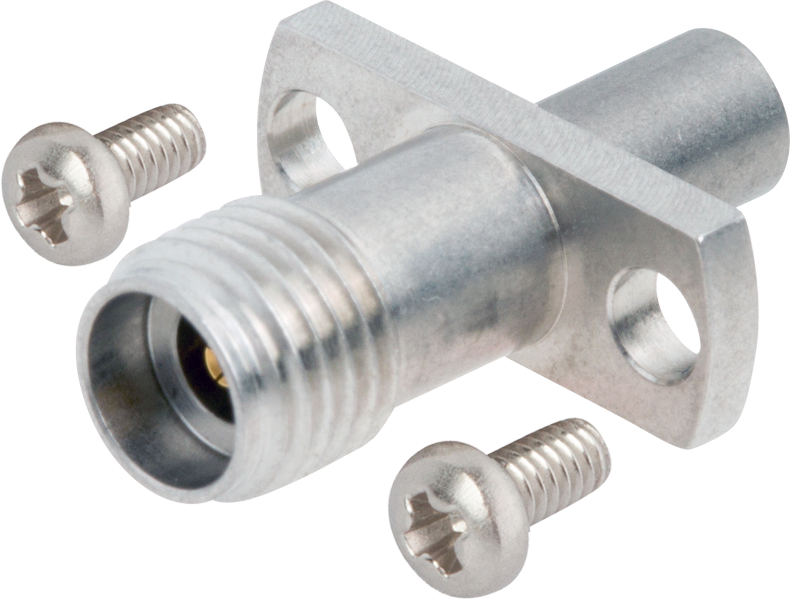 2.4mm Female to SMP Male, FD, Flange Mount Adapter, 2 Hole, with Screws, 1116-6093
