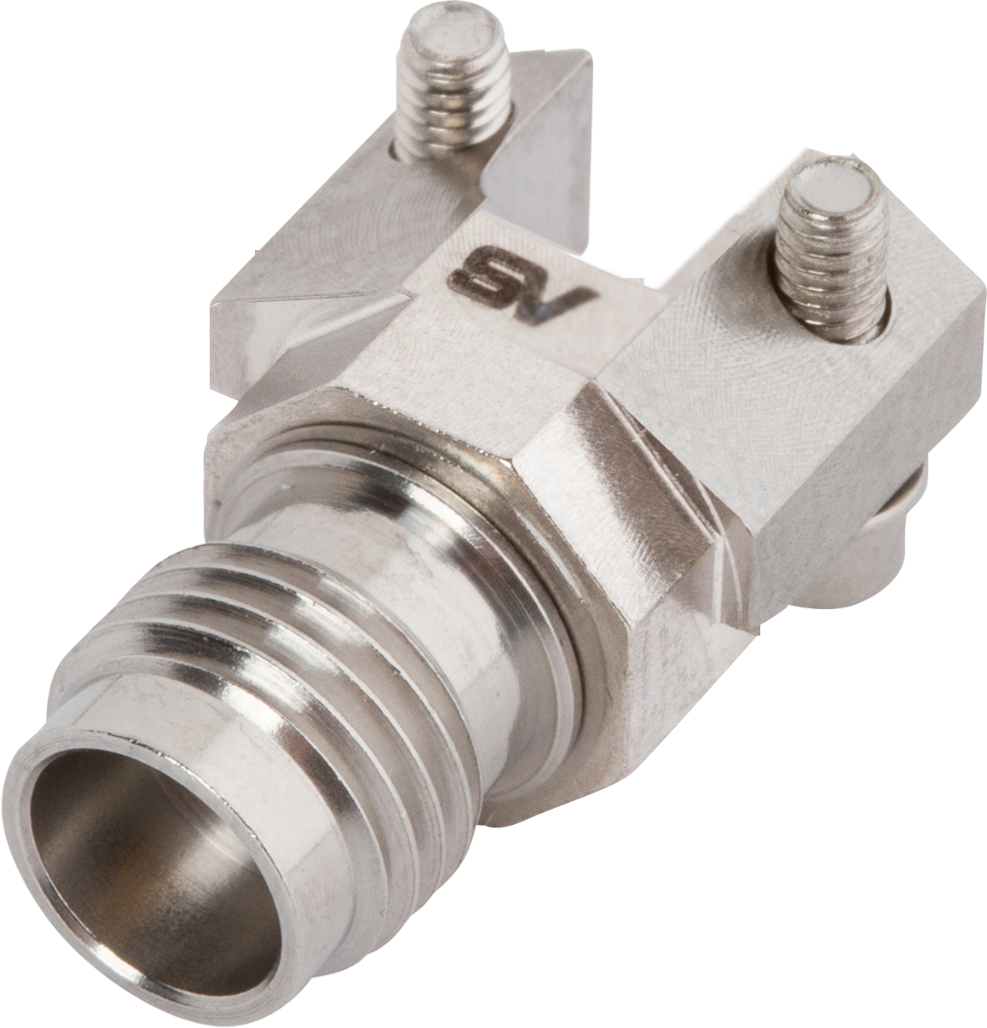 2.4mm Female Solderless PCB Reduced Flange Edge Launch Connector, 2 Hole, SF1621-60059