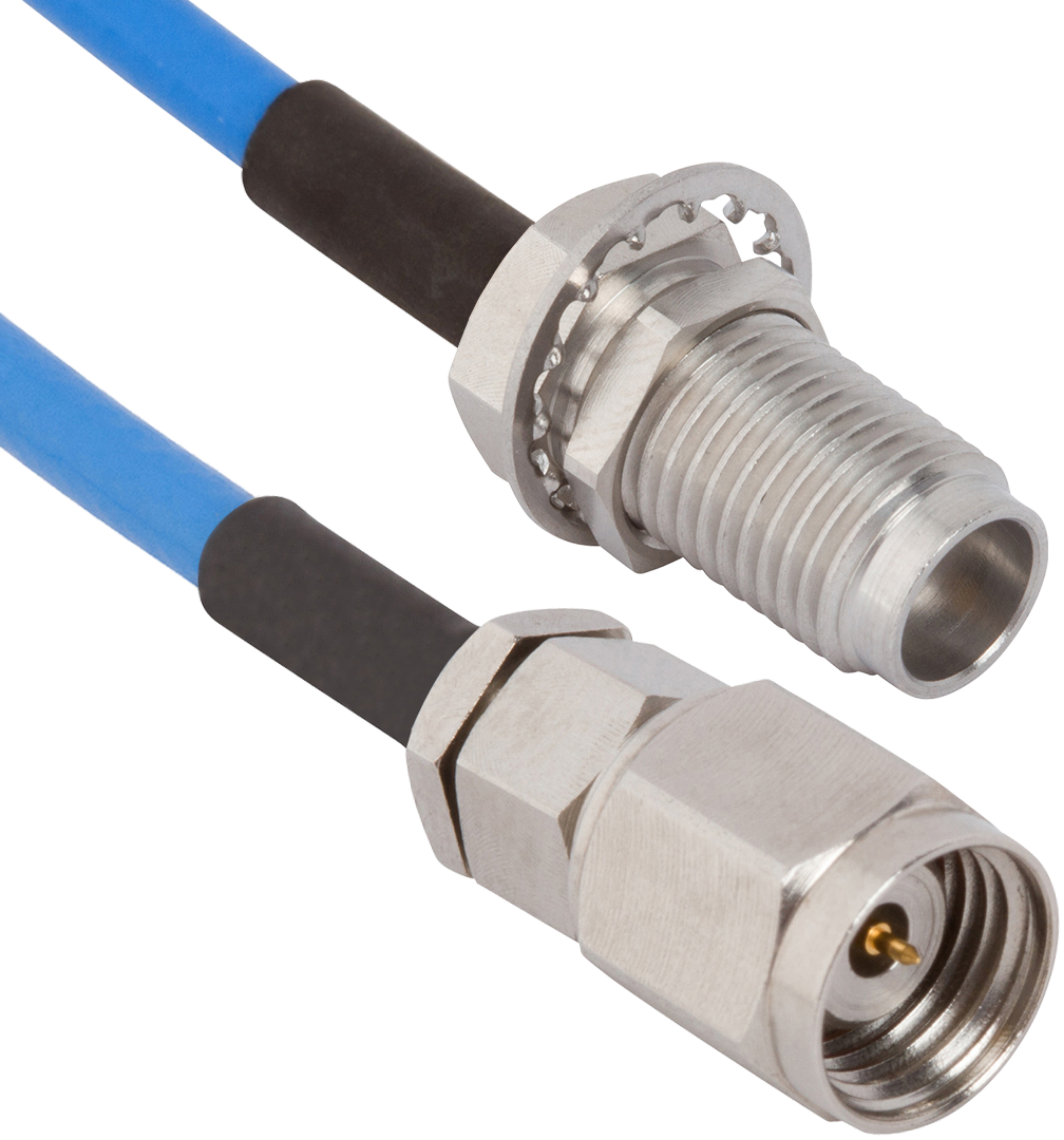 2.4mm Female Bulkhead to 2.4mm Male 6" Cable Assembly for .085 Cable