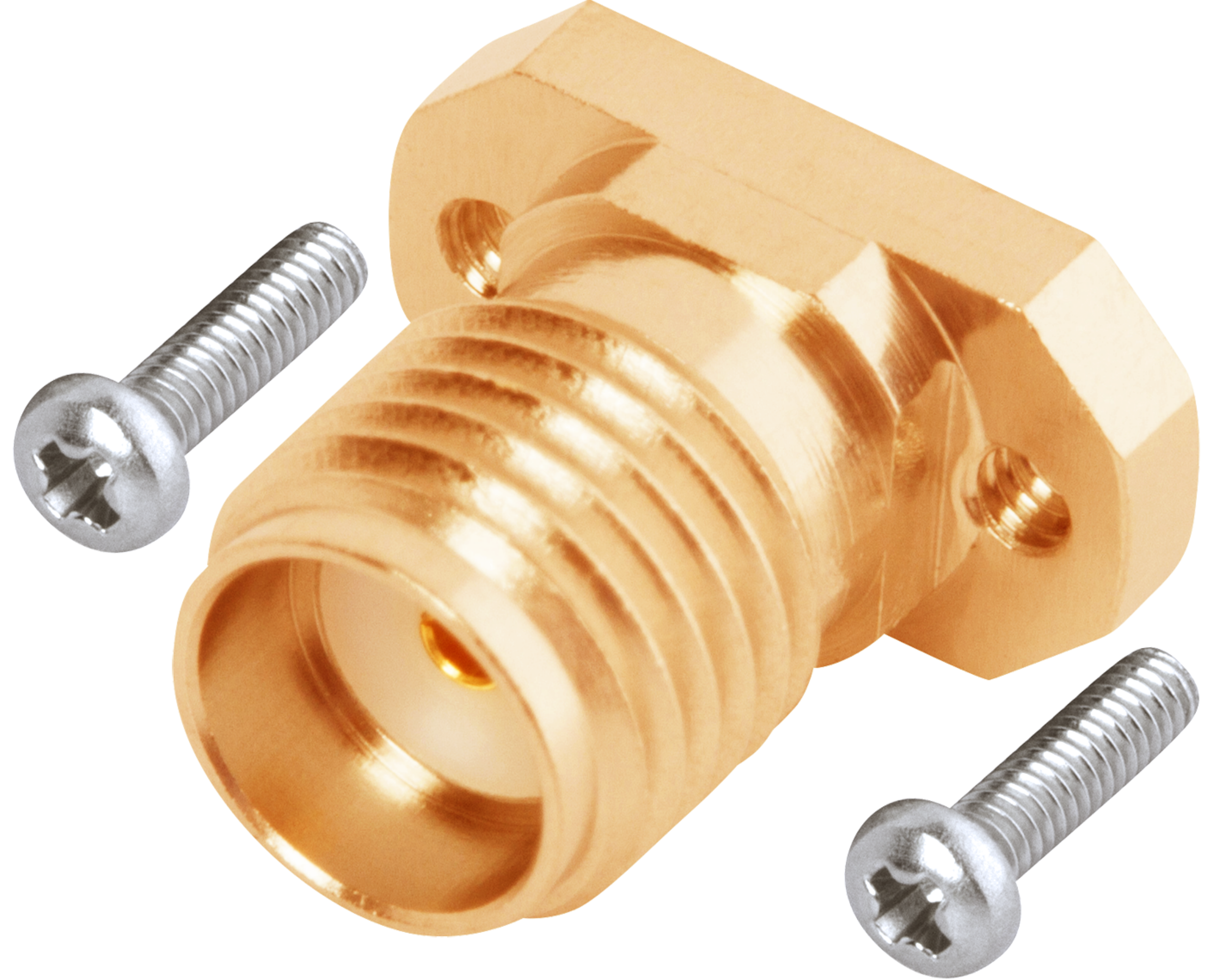 SMA Female Solderless Non-Magnetic LiteTouch PCB Connector, 2 Hole, with 4.76mm Screws (Stripline), 2921-40049-1S
