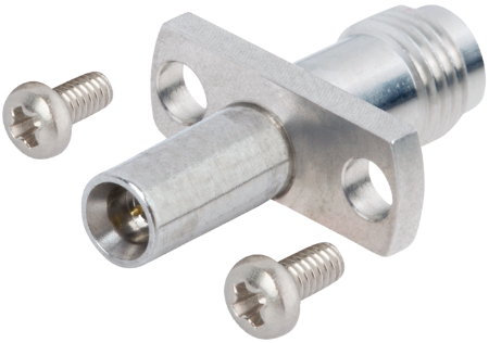 SMPM Male, FD to SMA Female Flange Mount Adapter, 2 Hole, with Screws, 1132-6161