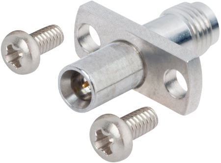 Threaded SMPM Male to SMPM Male, SB, Flange Mount Adapter, 2 Hole, with Screws, 1132-6164