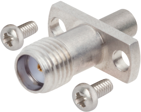 SMA Female to SMP Male, SB, Flange Mount Adapter, 2 Hole, with Screws, 1112-6236