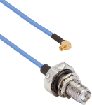 SMA Female Waterproof (IP68 Rated) Bulkhead to SMPM Female R/A 12" Cable Assembly for .047" Cable, 7032-10877