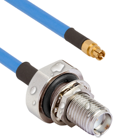 SMA Female Waterproof (IP68 Rated) Bulkhead to SMPM Female 6" Cable Assembly for .085" Cable, 7032-10878