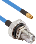 SMA Female Waterproof (IP68 Rated) Bulkhead to SMPM Female 12" Cable Assembly for .085" Cable, 7032-10879