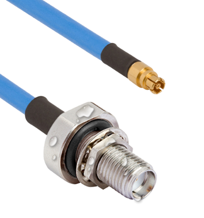 SMA Female Waterproof (IP68 Rated) Bulkhead to SMPM Female 6" Cable Assembly for .085" Cable, 7032-10878
