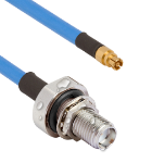 SMA Female Waterproof (IP68 Rated) Bulkhead to SMPM Female 12" Cable Assembly for .085" Cable, 7032-10879