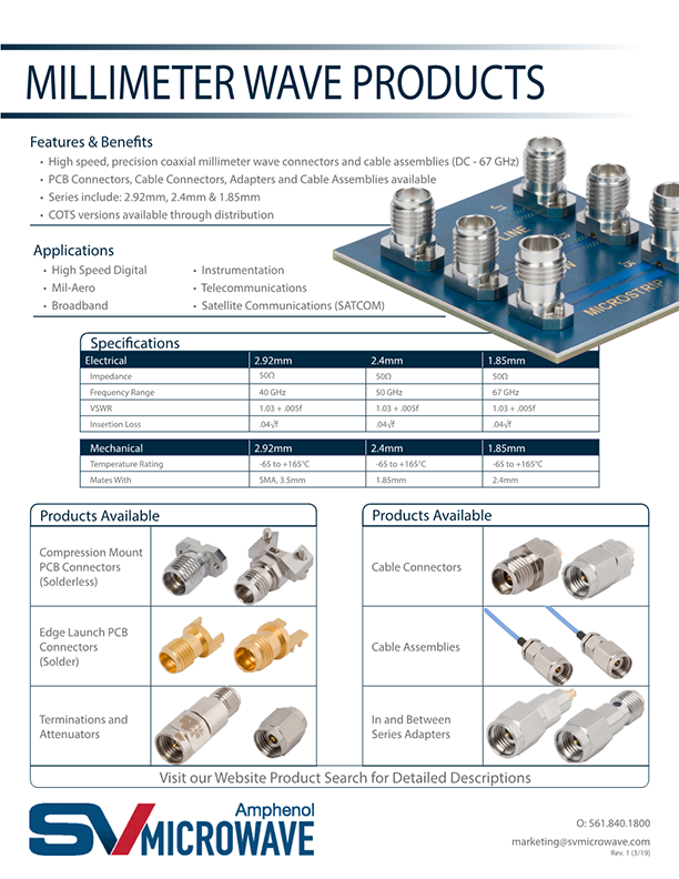 Millimeter Wave Products Millimeter Wave RF Product Line Application Note